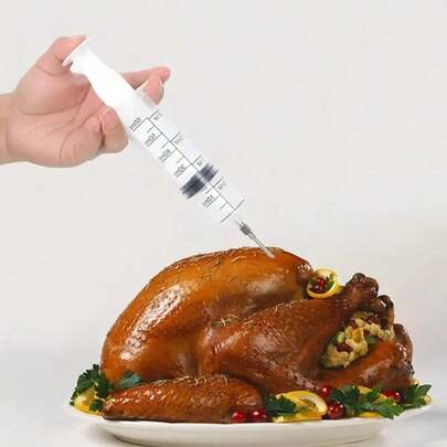 Jeringa Para Pavo Rellenar Liquído Grande 60 ml accesorio cocina jeringa herramientas rellenar alimentos pavo carne líquido resistente fácil uso preparación práctica cocina fiestas