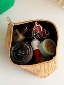 Personalized Embroidered Name Cosmetic Bags, Sanitary Napkin Storage Bags, Travel Cosmetic Bags, Personalized Storage Bags, Multi-Functional, Decorative, Lettered, Solid Color, Exquisite, Stylish, Retro, Modern, Colorful, Casual, Basic Style, Soft, Unique, Customizable, Personalized, Customized, Suitable For Her, Girlfriend, She, Grandparents, Family, Boyfriend, Friend, Ideal Gifts For Mother's Day - 彩色 - 查看 6