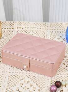 Organizador de joyas portátil pequeño y cuadrado de PU premium, estuche de almacenamiento de accesorios de viaje para aretes, collares, pulseras, anillos, lápices labiales, compañero de viaje perfecto, artículos esenciales de viaje, bolsa de viaje, vacaciones, regreso a la escuela, caja de joyería