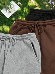 3pcs Women Casual Drawstring Sports Pants Set, Warm Joggers For Home, Outdoor Activities, Hiking In Autumn/Winter Spring - Multicolor - View 4
