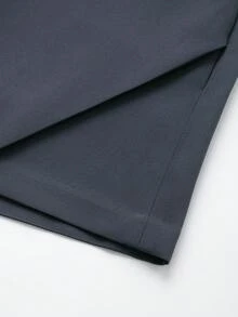 女士时尚休闲纯色不对称裹身短裙，简约时尚夏季裙裤 - 深灰色 - 查看 4