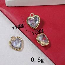 1 pieza/4 piezas/6 piezas Colgante con borde en forma de corazón y circonita, Colgante con dije colorido para pulsera DIY, collar, decoración de joyería