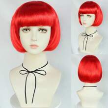 Fashion Women's BoBo Wigs, Short Straight Hair With Bangs Wigs, Multiple Pastel Colors Bob Anime Cosplay Wigs For Party Costume Wigs For Ladies, Pink Green Black Blonde Red Brown Blue White Purple Orange Yellow Rainbow Colorful Hairpiece For Holiday Comic Con Exhibition Celebration Daily Wigs For Birthday Gifts, Sassy Rockabilly Punk Cool Unique Rock & Roll 80s Wig