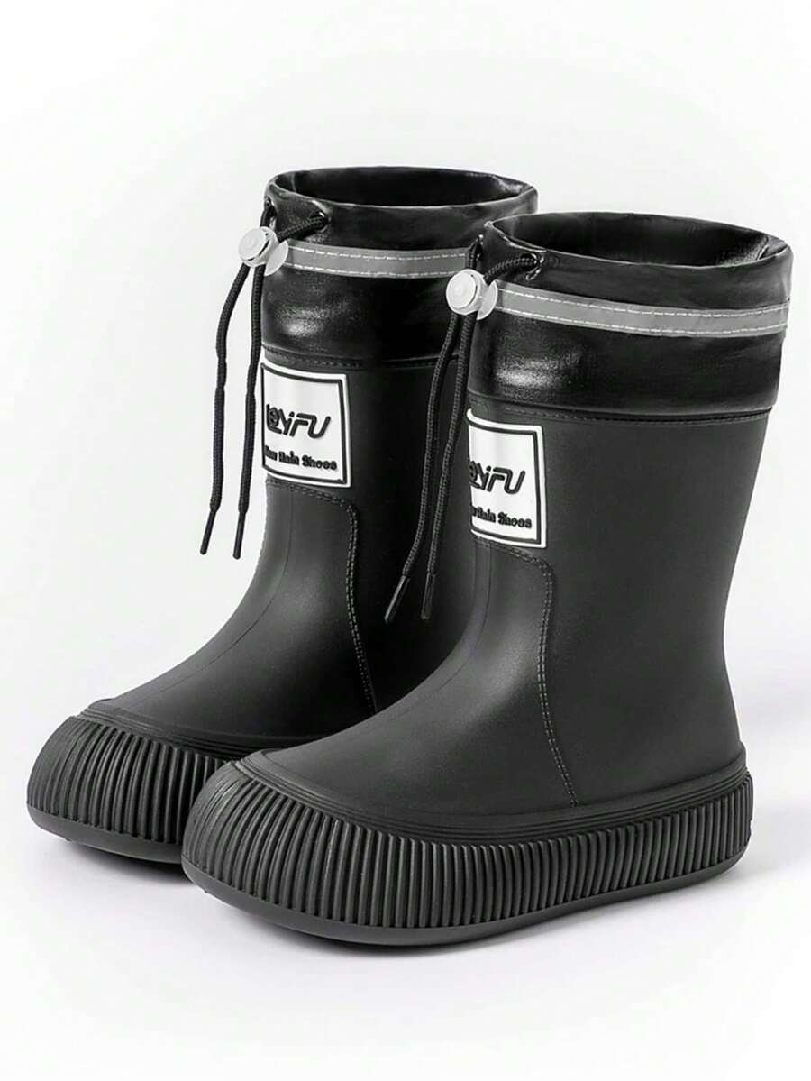 2022 Upgraded Durable Versatile Rain Boots For Kids And Adults, Waterproof, Anti-Slip, Thick Sole, Lightweight Slip-On Rubber Shoes - Black - View 1