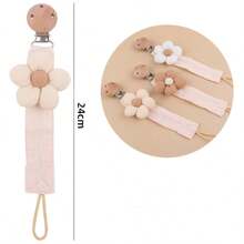 1pc Baby Pacifier Chain, Cartoon Flower Linen Pacifier Clip Strap, Creative Baby Teether Toy Lanyard - As Shown - View 5