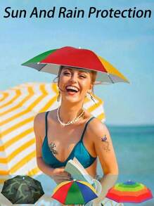 Umbrella Sun Hat, Umbrella Hat, Sun And Rain Hat, Folding Waterproof Umbrella, Headband Umbrella, Free Your Hands, Umbrella Sun Hat For Fishing, Sun And Rain Hat, Colorful Umbrella Hat, Suitable For Outdoor Activities, Travel, Fishing, Rainy Day, Beach, Hiking, Summer, Summer Essentials.