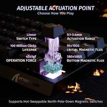 ATTACK SHARK X68 HE Wired Mechanical Gaming Keyboard 60%, Hall Effect Magnetic Switch With Quick Activation, Adjustable Driver, 8KHz Polling Rate, RGB Backlight, Top Mount, Side Printed Keycaps - 黑色 - 查看 3