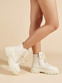 Nuevas botas de mujer de tobillo y botines, zapatos planos casuales versátiles y de moda
