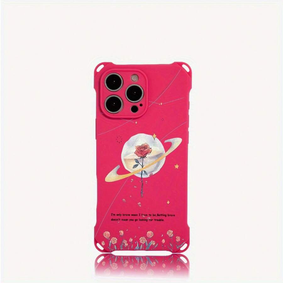 Funda para teléfono 1 pieza. El diseño de patrón de flores y planetas de dibujos animados te permite colgar la funda del teléfono en las cuatro esquinas. Es Adecuado El TPU Impreso Suave De 16 Pro 13 15 Plus 14 - Colores mixtos 1 - Ver 1