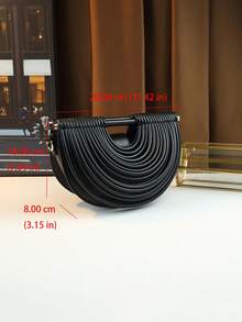 面条设计手提包，饺子形女士斜挎包，马鞍包 - 黑色 - 查看 11