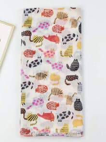 1 件猫咪印花围巾/披肩 - 彩色 - 查看 3