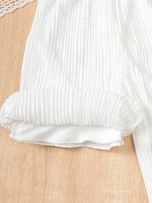 Girls' Silk-Like Creased Spaghetti Strap Jumpsuit With Ruffle Hem For Summer Holiday - White - View 5