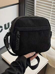 新款时尚复古灯芯绒腰包，简约胸包，大容量纯色单肩斜挎包腰包（男士款）