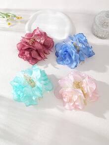 发夹 1 件波西米亚玫瑰花发夹，慵懒自然女孩风格后脑勺发夹，优雅发饰，适合户外和日常佩戴发饰优雅爪夹，学校用品，学院秋季配饰秋冬度假装女士