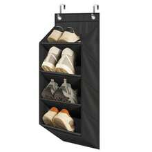 1 件门上鞋架窄架,4/8 层大口袋储物,悬挂式鞋架,适用于衣柜、宿舍和窄门,颜色:米色、黑色 - 彩色 - 查看 16