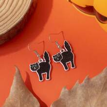 1 对/6 对金属幽灵、蜘蛛、字母、十字架、黑猫形吊坠耳环，女士万圣节派对、送给朋友的生日礼物