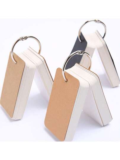 100pcs White Cardstock Memo Cards With Rings, Blank Index Cards For Notes, Learning, Office Use, Assorted Colors, Back To School Supplies