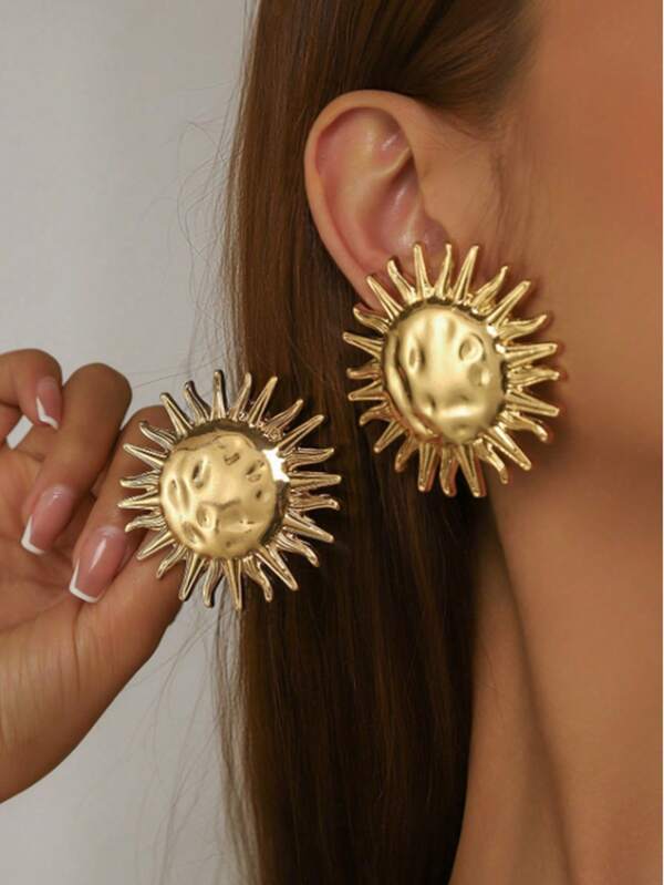 1 Pair Summer Beach Style Exaggerated Sun Earrings For Women