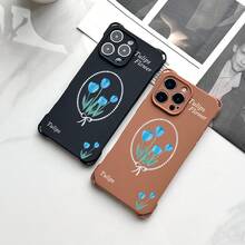 Funda de teléfono 1 pieza diseño de patrón de tulipán azul cuatro esquinas funda de teléfono colgante 15 Pro 14 Plus 16 12 13 TPU todo incluido esmerilado suave - Colores mixtos 3 - Ver 4
