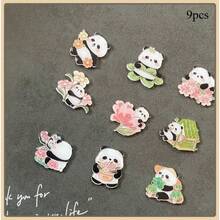 12 件熊猫图案冰箱贴，创意动物磁铁，适用于厨房、客厅、照片墙、家庭办公室白板、洗碗机装饰，是送给朋友和家人的独特礼物，情人节 - 彩色 - 查看 9