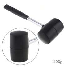 Martello in gomma nera non elastico da 400 g in gomma e acciaio, martello per piastrelle con testa rotonda e impugnatura antiscivolo, utensile manuale fai da te