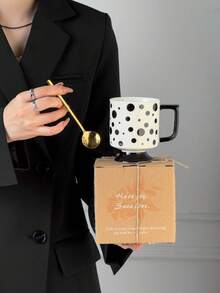 1 pieza Taza geométrica en blanco y negro, copa, taza de leche, taza de café