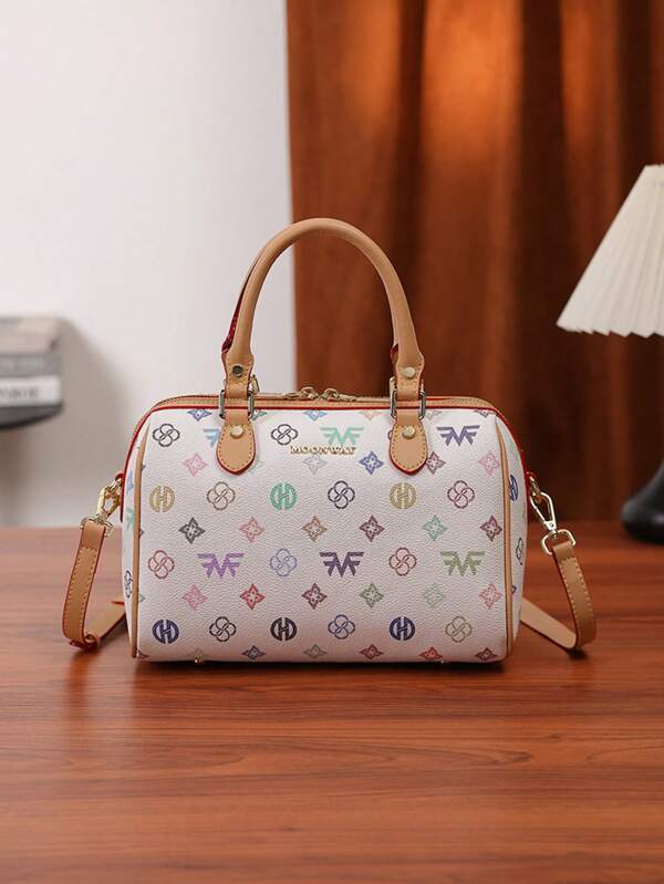 Bolsa de Mão Monet Garden para Transporte | Bolsa Satchel com Estampa Quadriculada Boston, Alça de Ombro Destacável, Bolsa 3 em 1, Retalhos Florais e Gráficos, Textura Antirriscos em Couro PVC, Comporta Guarda-Chuva Dobrável e Estojo de Maquiagem, Perfeito para Transporte, Compras, Festas, Presente de Colecionador de Luxo