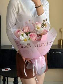 10 Stücke/Packung Wasserfestes Gold Folie Liebesbrief Blumen Geschenkpapier, für Blumengeschäft, Valentinstag