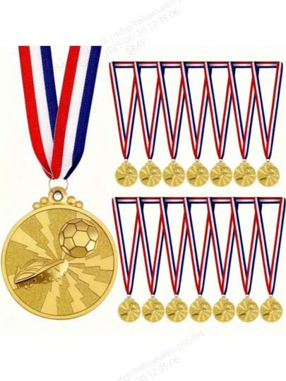 5 قطع ميداليات كرة قدم للجوائز، طقم ميداليات جائزة ذهبية - بطراز معدني لألعاب كرة القدم والجوائز، هدايا الحفلات عيد الميلاد