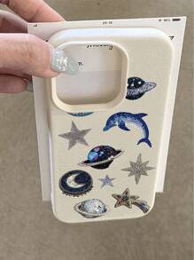 1 pieza Funda de teléfono suave con patrón de delfín azul y estrella, impermeable y antideslizante, compatible con Apple y teléfonos