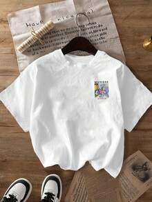 Ladies New Round Neck Short Sleeve Summer T-Shirt, Casual Painting Pattern Print, With Artistic Beauty And Gentle Temperament, Comfortable Summer Tops, Suitable For Daily Casual Wear, Women's Graphic T-Shirt, Women's Summer Clothing - White - View 2