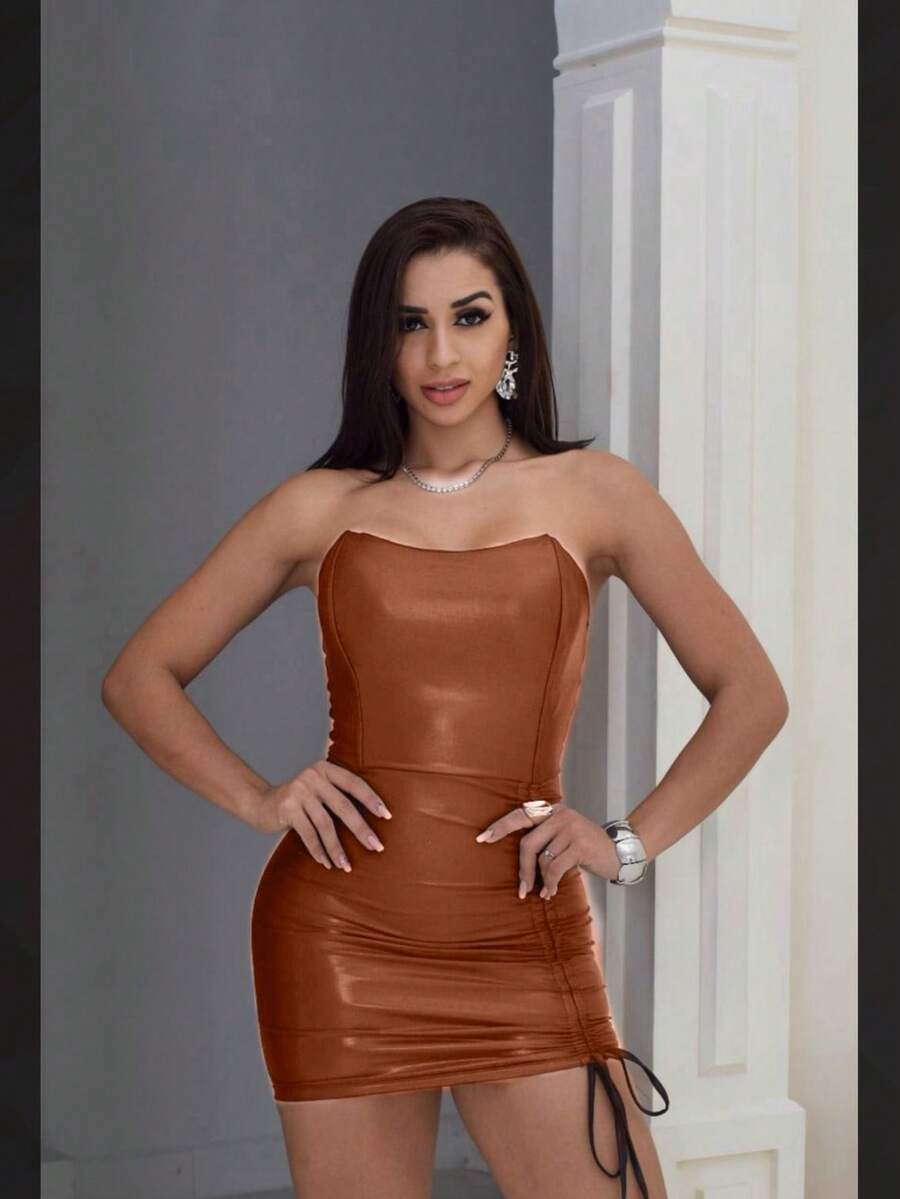 Short Murceguinho Dress: Lightness And Style In Every Movement" - Rust Brown - View 1