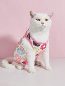 柔软薄款猫咪绝育服，防舔保暖，适用于术后或断奶后的猫咪 - 彩色 - 查看 6