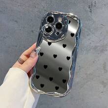 Funda para teléfono (1 unidad). Diseño moderno para phone 15/14. Color plata brillante. Compatible con phone 11 Pro/12/13/14/15/16. Diseño ondulado distintivo. Ideal para mujeres que aprecian los accesorios de lujo. - Blanco - Ver 3