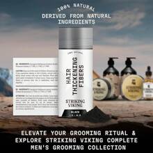 Striking Viking Hair Building Fibers For Thinning Hair (Black) 28g – Natural – Long-Lasting Powder For Undetectable, Thicker Look For Men & Women - Hair Fibers