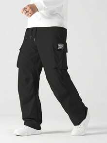 Men's Loose Lightweight Casual Cargo Pants, Fashionable Outdoor Workwear Trousers, Spring/Autumn - Black - View 1
