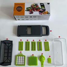 1pc Vegetable Chopper, Multifunctional Fruit Slicer, Handle Food Grater, Vegetable Slicer, Cutter With Container, Onion Mincer Chopper With Multiple Interchangeable Blades, Household Potato Shredder, Kitchen Stuff, Kitchen Gadgets