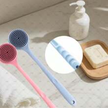 1pc Long Handle Silicone Back Scrubber - Bath Brush - Silicone Bathing Body Brush, With Soft Bristle Back Cleaning Brush - Suitable For Men And Women, Soft Shower Body Cleansing Brush
