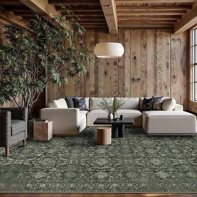 5x7 Area Rugs Living Room Bedroom, Washable Rug, Vintage Retro Boho Style, Non Slip Low Pile Faux Wool Thin Carpet Indoor Dining Room, Dorm And Room (Taupe/5x7ft)