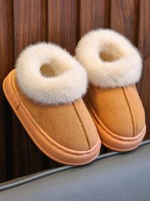 Children's Slip-On Slippers, Simple & Fashionable Indoor Home Fluffy Shoes, Autumn/Winter, Dirt-Resistant, Non-Slip, Thick Sole, Small/Medium/Large, Boys/Girls, Toddlers, Warm Lining Boots For Outdoor Wear