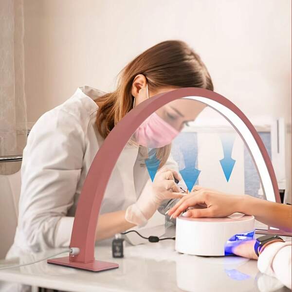 1pc LED Light, Half Moon Desktop Light, Beauty Nail Fill Light, USB Plug-In, Without Battery, For Nail Art Eyelash Extension Beauty Tattoo And Skincare Hand Lighting