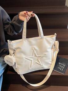 Neue modische lässige Segeltuch-Tragetasche mit Sternenmuster und Mehrtaschenfunktion, inklusive Münzbeutel, für Damen