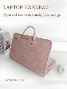 Laptop Protective Case Made Of Pink Pu Material Is Suitable For 15.6/16 Inch Laptops It Can Be Opened And Closed Immediately And The Handbag Can Be Easily Removed,Leather Laptop Sleeve Case HandBag,Soft PU Leather Laptop Case, Leather Laptop Case Water-Resistant Briefcase ,Laptop Sleeve Case With Handle Minimalist PU Protective Bag For Notebook Portable Travel Tote For Business Office College Stylish Accessory For Teachers And Professionals - 彩色 - 查看 12