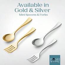 Posh Setting  Plastic Mini Gold Spoons, Gold Mini Spoons, Gold Plastic Mini Dessert Spoons, Disposable Tiny Gold Spoons, 4 Inch Mini Spoons For Appetizers, Taster Spoons, I Cream Spoons(80 Pack) - Thìa vàng mini - 80 chiếc - Xem 7