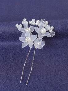 4 pezzi Eleganti fermagli per capelli con fiori bianchi fatti a mano, accessori per la Festa di San Valentino, accessori per capelli da sposa, adatti per l'estate e la spiaggia - Bianco - Visualizzare 5