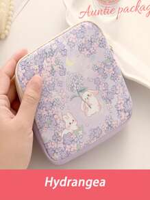 1 Stück süßer Cartoon Ölgemälde Design PVC Material Aufbewahrungstasche, lässiger Stil, leicht, handwaschbar, großer Stauraum tragbarer Organizer für Kopfhörer, Datenkabel, Lippenstift, Damenbinden