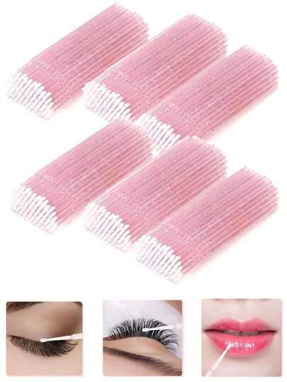 500/100pcs Disposable Micro Eyelash Extension Removal Cotton Swabs, Crystal Micro Brush Eyelash Extension Tools, Micro Applicator Brush For Eyelash Extension