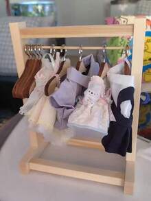 3PCS /8pcs/20pcs/Mini Móc treo bằng gỗ, Giá treo bằng gỗ cho quần áo búp bê, Mô hình đồ nội thất bỏ túi mô phỏng cảnh thu nhỏ của cuộc sống Phụ kiện nhà búp bê, - Nhiều màu - Xem 7