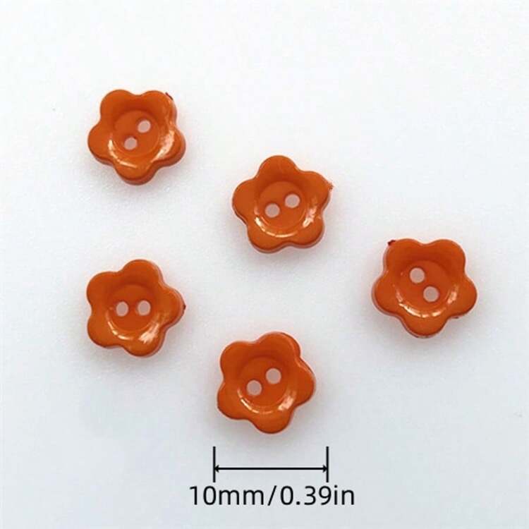 50 件 10 毫米/0.39 英寸小塑料花形双孔纽扣，适用于娃娃衣服的迷你纽扣，手工用品，服装配件，缝纫用品 - 彩色 - 查看 8