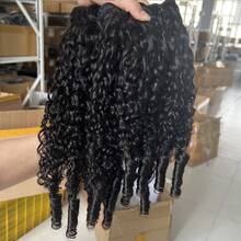 BINF Burmese Curly Bundles Human Hair 100% Unprocessed 16A Raw Virgin Hair Bundles Water Wave 1 Or 3 Or 4 Bundles 3C4A Deep Wave Bundles Human Hair With Spiral Curls Double Weft Natural Color 14-24 Inches - 自然黑色 - 查看 2